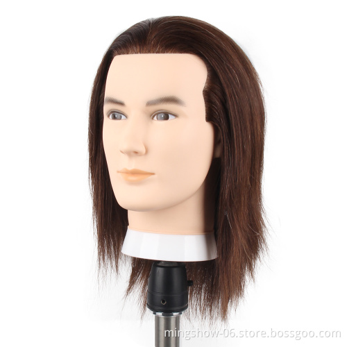 hair salon equipment 100% human hair men training head with beard